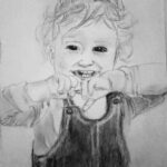 Portrait enfant traditionnel au crayon Graphite