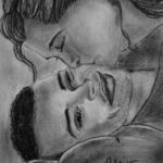 Portrait de couple traditionnel au crayon Graphite