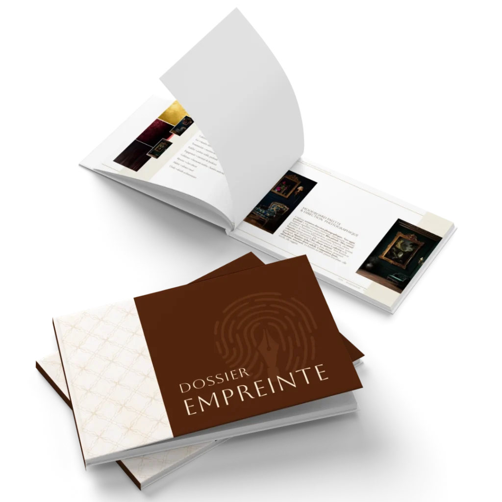 Livre de Stratégie d'Image de marque fermé et ouverts sur une table